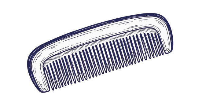 Beard comb sketch with detailed lines on transparent background. Beard comb image features meticulous linework, conveying craftsmanship.