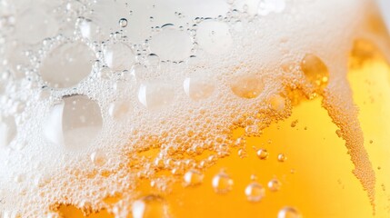 Obraz premium Refreshing Beer: A close-up shot of a cold, frothy mug of beer, capturing the refreshing texture and inviting golden hue. 