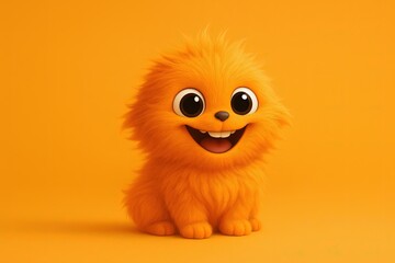 Adorable fluffy yellow cartoon puppy with big eyes and joyful facial expression.