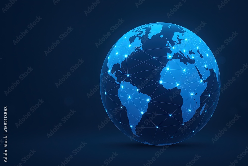 Poster digital earth globe with network connections highlighting global connectivity and technology.