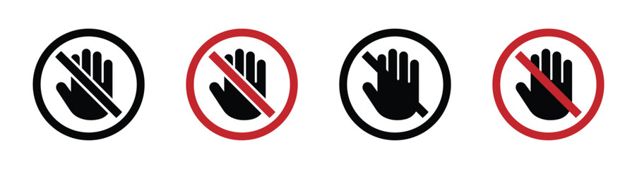 Stop vector icons set. No entry icon collection. Do not touch sign