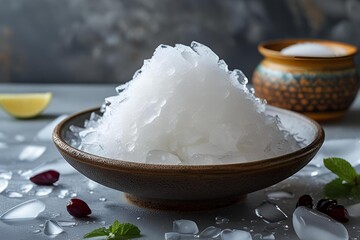 Minimalist Bowl of Traditional Japanese Plain Shaved Ice