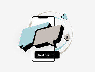 Conversational commerce uses messaging and social commerce to connect sales. Conversational commerce improves engagement through conversational marketing techniques. Modern flat vector illustration