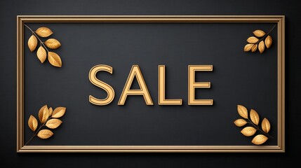 Autumn fall sale announcement with golden leaves tag seasonal discount sign elegant visual environment