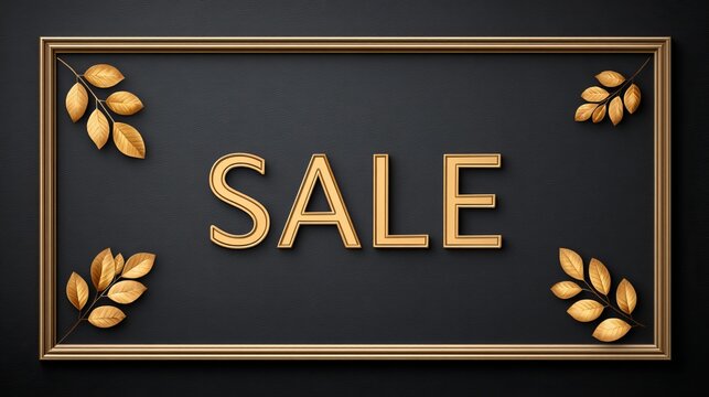 Autumn fall sale announcement with golden leaves tag seasonal discount sign elegant visual environment