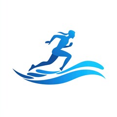 Obraz premium Running woman on water waves