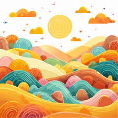 Fototapeta premium crunchy abstract landscape background, psychedelic illustration