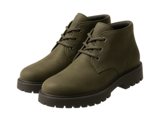Chukka boots in olive green nubuck with a rugged treaded sole