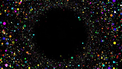 Colorful confetti explosion on black background