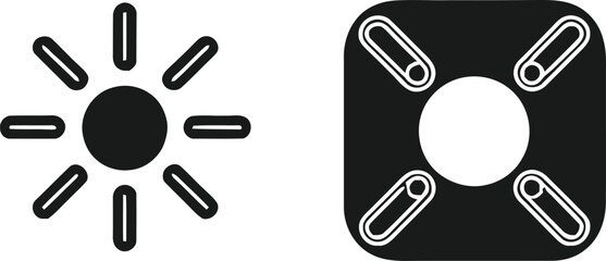 Black and White Vector Icons of a Sun and a Drone