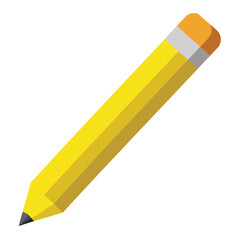 A single yellow pencil lies diagonally on a white background casting a soft shadow ideal for educational or creative concepts