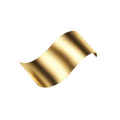 Smooth shiny golden ribbon metallic reflection curved shape elegant bow decoration
