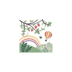 Scenery vector abstract floral background with flowers