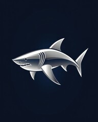 Naklejka premium Metallic shark graphic on dark background