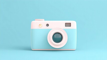 Vintage Style Camera on Soft Blue Background for Photography Enthusiasts
