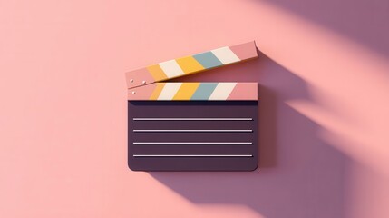 Stylish Clapperboard on Pink Background for Film Production Concept