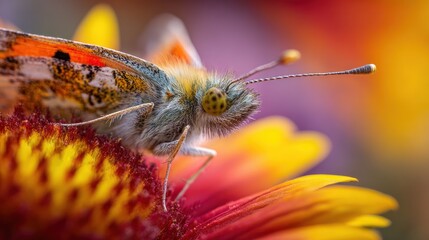 Close-up of a colorful butterfly on a flower