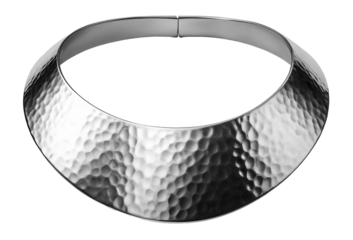 Wide silver-plated choker with hammered texture finish