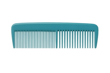 Light blue plastic hair comb isolated on transparent background