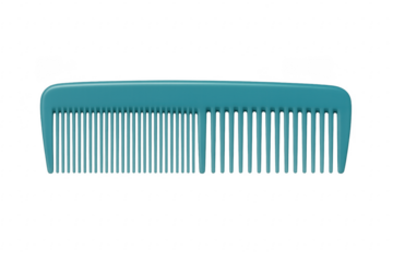 Light blue plastic hair comb isolated on transparent background