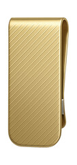 Gold-tone money clip with a textured diagonal stripe pattern
