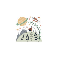 Hill vector illustration of an abstract floral background