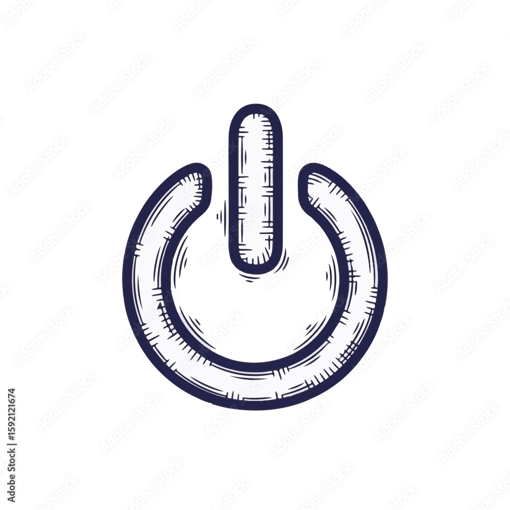 Poster power button icon. hand drawn on, power symbol, switch design for apps and websites. this power butt