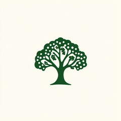 Simple, dark green tree silhouette