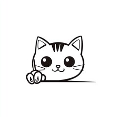 Obraz premium Cute cartoon cat peeking out (1)