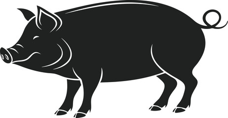Obraz premium Pig Silhouette Icon — Black Vector Illustration
