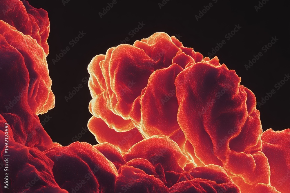 Poster colorful abstract representation of fiery clouds highlighting energy and movement in the universe's 