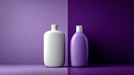 Two stylish bottles against a vibrant purple background, creating a modern vibe.