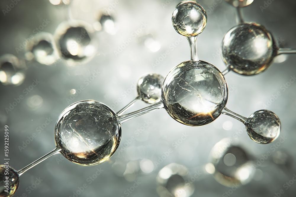 Poster molecules interacting in a captivating abstract design showcasing the wonders of chemistry and scien