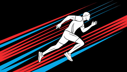 Dynamic Line Art Runner: Speed, Energy, and Athleticism in Motion;  Abstract Sport Graphic Design.