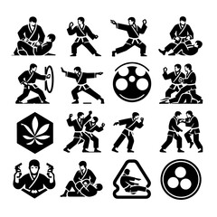 set of vector silhouettes of people on the beach