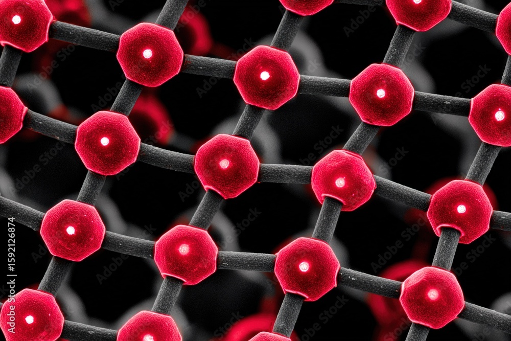Aufkleber detailed view of a molecular structure highlighting atomic connections and lattice formation in a sc
