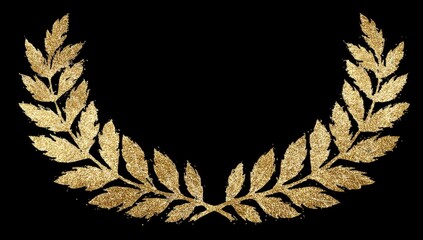 Gold laurel wreath on black background (4)