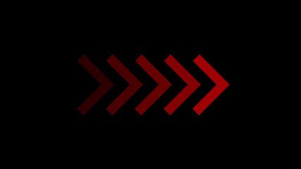 3d render of a red arrow symbol made of many spheres. Animated Right directional red arrow . next button concept animation. loading animation. Swipe Arrow moving video. Forward animation. road sign
