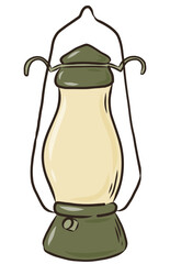 Hand drawn autumn doodle of vintage lamp for stickers, prints, cards, posters decor. 
