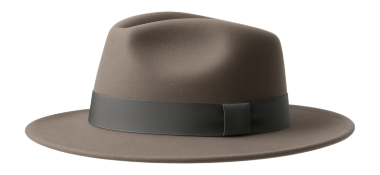 Wide-brim fedora hat with grosgrain ribbon in a muted color