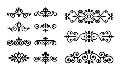 Vintage Ornamental Divider Vector – Symmetrical Flourish and Filigree Design for Elegant Borders, Invitations, and Classic Decorations