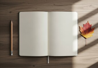 Fresh Start: Blank Notebook and Pencil on Wooden Desk