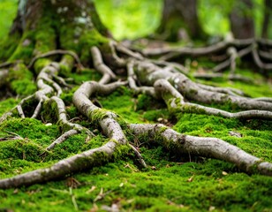 Fototapeta premium Forest floor with mossy roots