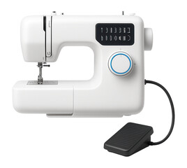 Compact sewing machine with built-in stitch patterns and foot pedal control for home crafts