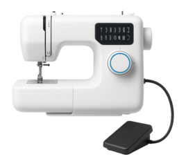 Compact sewing machine with built-in stitch patterns and foot pedal control for home crafts