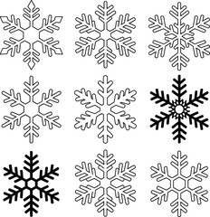 Diverse snowflake designs for winter decoration and graphic elements cold crystal