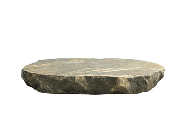 A natural rough stone slab with textured surface isolated on transparent background