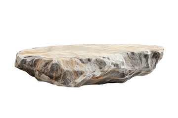 Realistic rough stone platform with textured surface and jagged edges isolated on transparent background