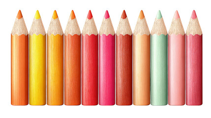 Vibrant row of colored pencils, a spectrum of artistic inspiration for creative expression