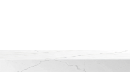Empty white marble table isolated on transparent background